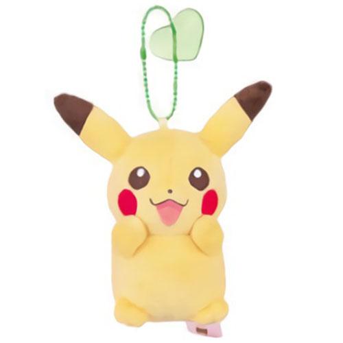 Pokemon I Love Pikachu 3" Green Heart Charm Plush Ball-Chain Key Chain